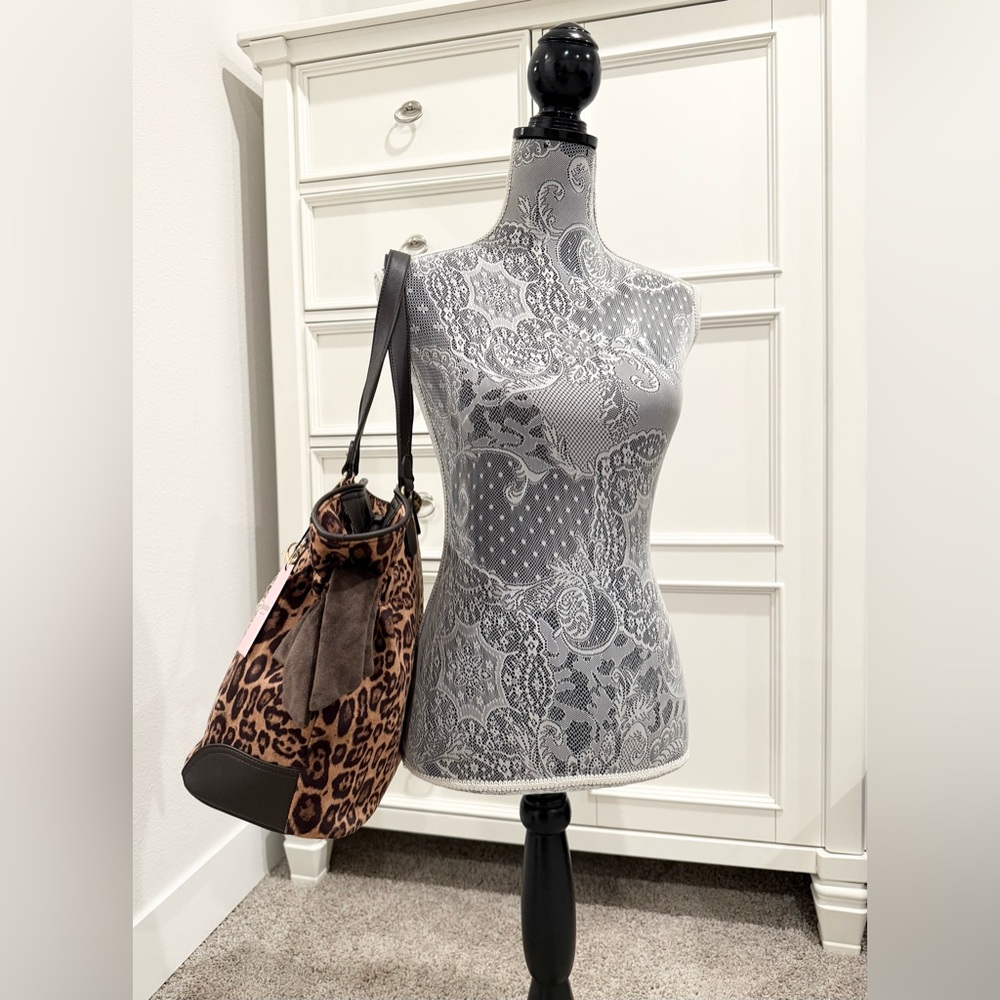 👑🤎 Juicy Couture Juicy for All Velour Leopard Print Tote Bag & Wristlet Set - Picture 10 of 17